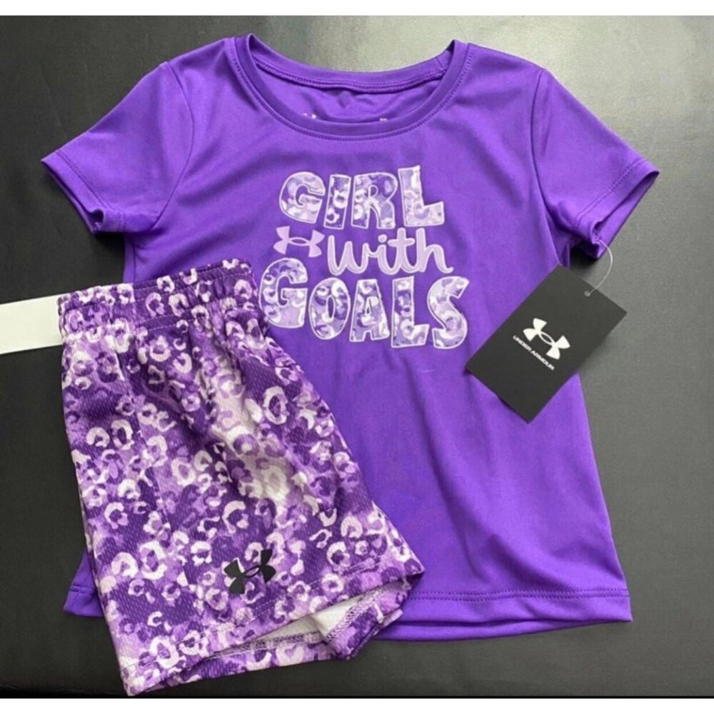 NWT Under Armour Leopard Print Athletic Set Girls Size 2T